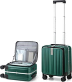 Hanke 16 Inch Underseat Carry On Suitcases with Wheels,Lightweight Hard Shell Carry on Luggage for Weekender,Top Opening Small Suitcase,Travel Luggage for Womem Men,Dark Green.