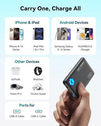 INIU Portable Charger, Ultra Slim 10000mAh 45W PD Power Bank, USB C in&Out Fast Charging Battery Pack, Travel Essential Phone Powerbank Compatible with iPhone 17 16 15 Samsung S22 S21 Google iPad etc