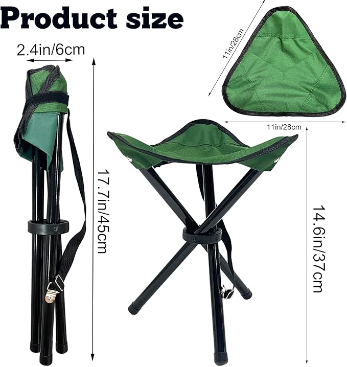 Travel Folding Camping Stool, 14.6 inches Tripod Chair and Maximum weight 300 lbs Outdoor Portable Party Chair Fishing Chair Seat for Camping Fishing Hiking Gardening and Beach Garden Painting