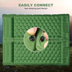 Camping Sleeping Pad with Pillow: Extra Thick 4.7 Inch Ultralight Self Inflating Air Mat, Connectable 50D Insulated Sleep Mattress for Backpacking, Camp, Hiking, Tent (Olive Green)