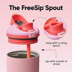 Owala FreeSip Tumbler Insulated Stainless Steel Water Bottle with Built-in Straw and Side Handle, For Travel, Work, School, and Sports, 40oz, BPA Free, Leak Proof, Angel Food Cake