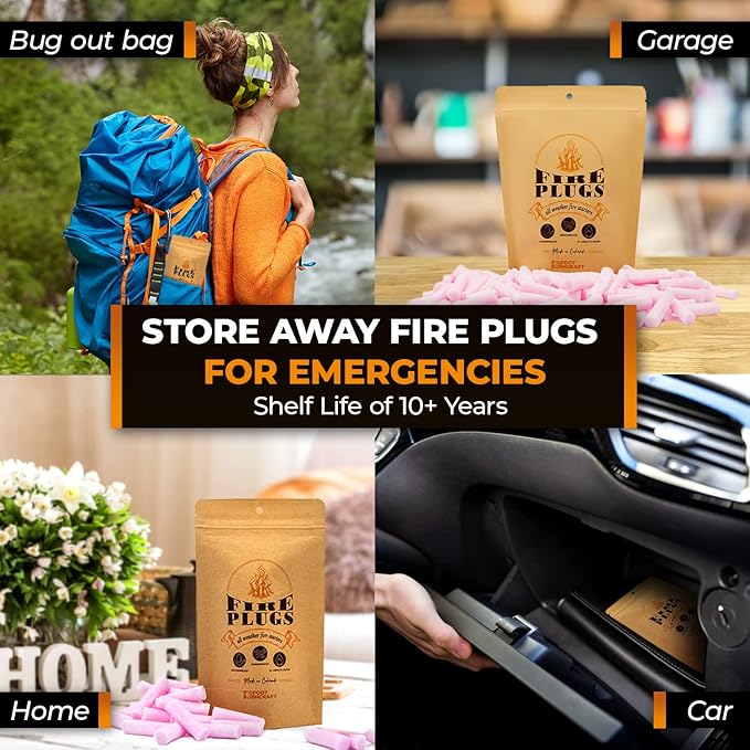 Non-Toxic Waterproof Fire Starters with 5+ Minute Burn for Emergencies, Survival, Campfires, Fire Pits, Grills - Made in The USA - 80 Pack