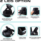 32 oz Water Bottles with Straw & Spout Lid - Keep Cold 48h & Hot 24h Vacuum Slim Metal Insulated Flask Fits in The Car, Bike, Treadmill, Stroller, Golf Cart Cup Holder, Travel Coffee Mug