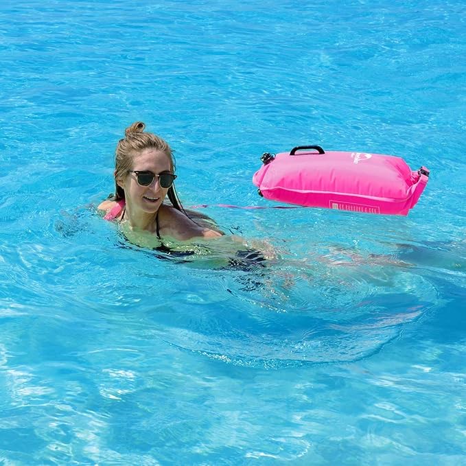 Naturehike 18L High Visible Safety Swim Buoy - Ultralight Bubble Tow Float and Dry Bag for Open Water Swimming Kayaking Snorkeling Diving Trailing with Adjustable Waist Belt