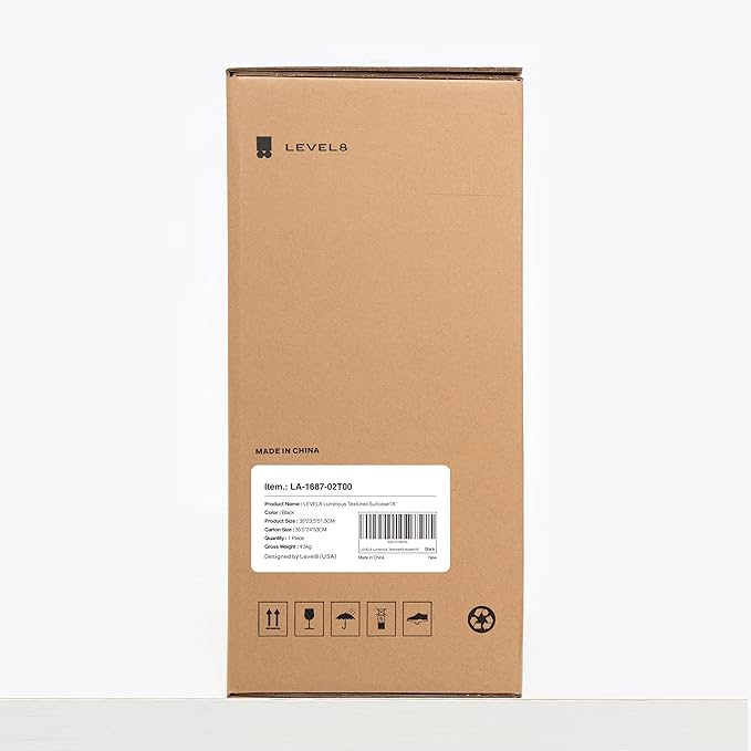 LEVEL8 Carry on Luggage Airline Approved, Small Carry-on Suitcases with Wheels, Lightweight Hardside Luminous Textured with Spinner Wheel, Tsa Lock, 18 Inch, Black