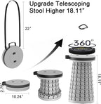 ALEVMOOM Upgraded Portable Collapsible Stool with Cushion, Telescoping Folding Stool for Adults, Lightweight Yet More Sturdy Capacity 600 lbs for Camping Fishing Hiking BBQ