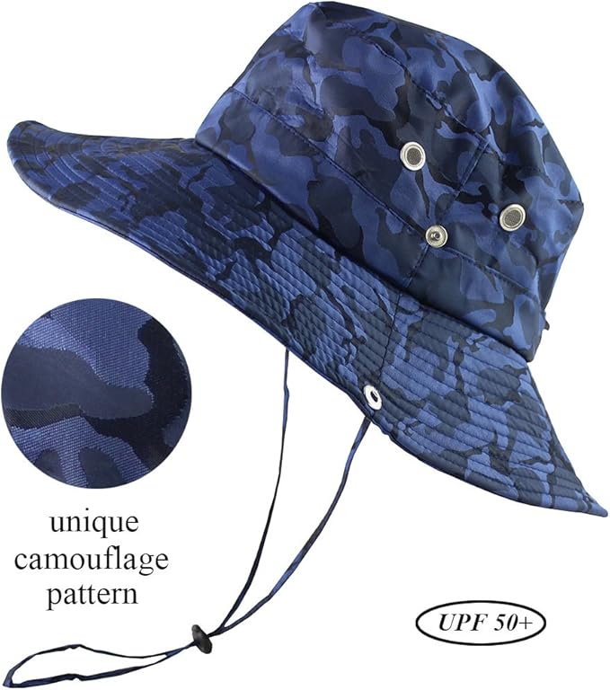 CAMOLAND Mens Fishing Hat Wide Large Brim Sun Hat with Outdoor UV Protection