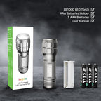 Lighting EVER LED Flashlights High Lumens, Small Flashlight, Waterproof, Adjustable Focus Flash Light for Outdoor, Emergency, AAA Batteries Included