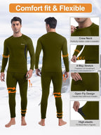 romision Thermal Underwear for Men Long Johns Fleece Lined Hunting Gear Bottom Top Set Base Layer for Cold Weather Gift