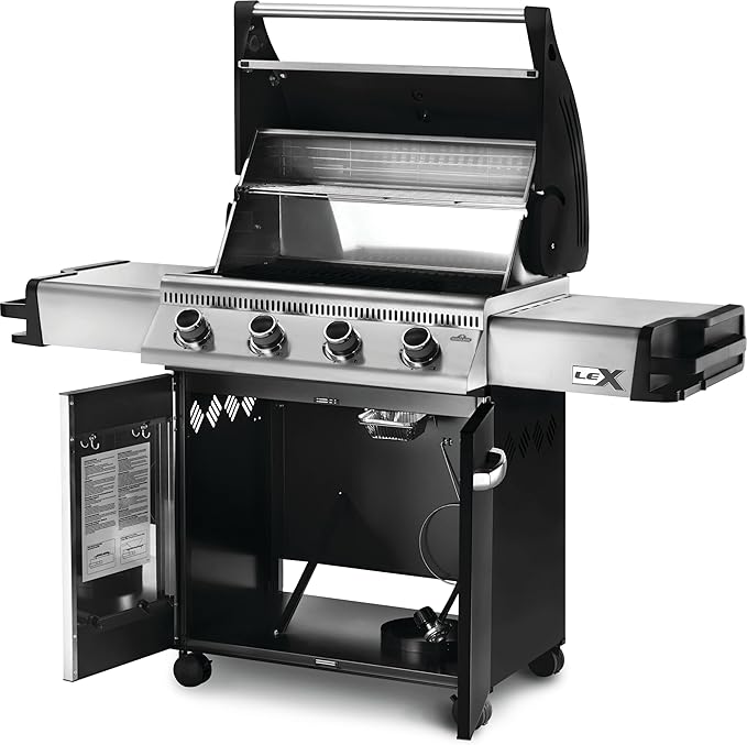 Napoleon 485 Stainless Steel Propane Gas Outdoor Grill – 4-Burner BBQ with Instant Ignition & Locking Caster Wheels