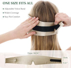 100% Mulberry Silk Sleep Mask, Large Size Travel Eye Masks for Side Sleepers, Adjustable Sleeping Mask for Women and Men, 100% Blackout Eye Mask for Sleeping Champagne