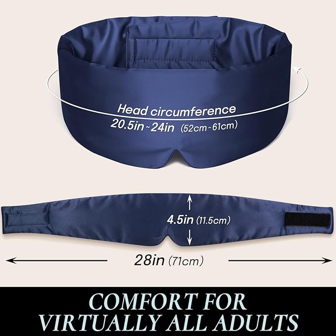 Zenssia Satin Sleep Mask for Women and Men, Lightweight Padded Eye Mask with Adjustable Strap, Comfort Blackout for Travel and Nap - Navy Blue