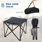 Padded Camping Stool, 18 Inch Oversized Camping Foot Rest, 500lb Camping Chairs Outdoor Footstool Portable Camping Ottoman for Camping Gardening Fishing w/Storage Net Carry Bag (2, Black)