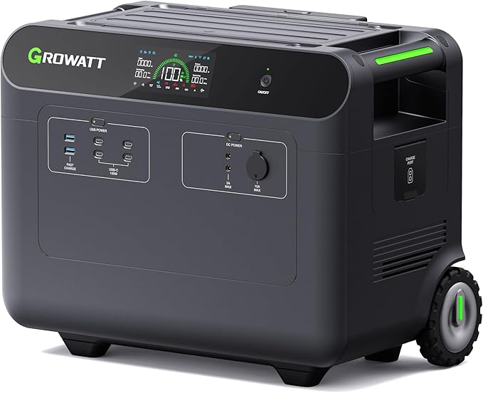 GROWATT 3686Wh Extra Battery for HELIOS 3600 Portable Power Station, LiFePo4 Expansion Battery, 9 DC Outlets for Cell Phone, PC, Tablets or Other Devices, for Home Use, Emergency, Camping and RV