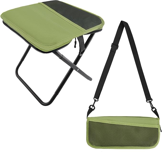 Portable Stool, Small Folding Stool for Adults, Ultralight Camping Stools for Hiking and Fishing (Green)