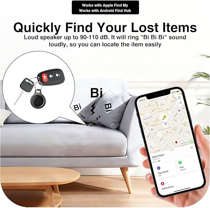 Bluetooth Tracker for Keys, Luggage & Pets – Smart Finder Compatible with iOS & Android, No Monthly Fee, Item Locator by BlissfulTails(2 Pack, Black)