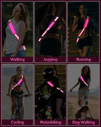 LED Reflective Belt Sash - 5 Lights Colors & 3 Light Modes High Visibility Night Safety Belt, Rechargeable Light Up Running Gear Adjustable Vest Straps for Runners Walkers Men Women