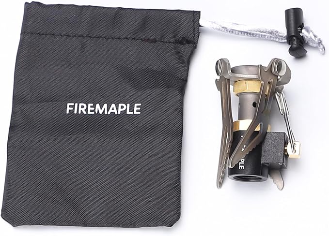 Fire-Maple FMS-300T Ultralight Titanium Backpacking Camping Gas Stove | 2600W Pocket Backpacking Cooking Folding Burner | Outdoor Trekking Hiking Fishing (Black)