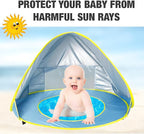 PandaEar Baby Beach Tent with Pool, Pop Up Sun Shelter for Infant Toddlers, Portable UV Protection Shade with Carry Bag for Outdoor Travel, Camping