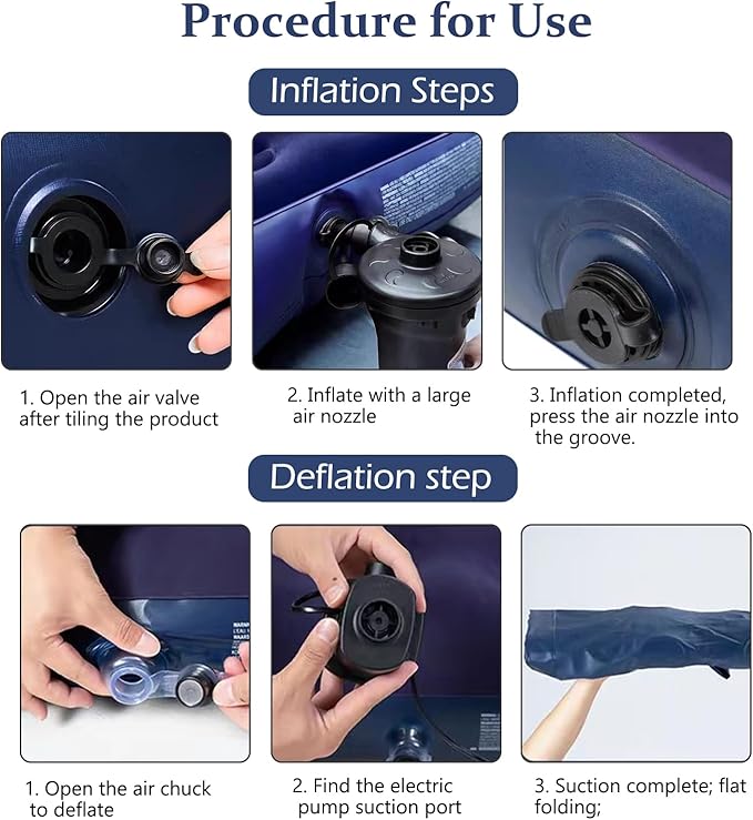 Foldable Inflatable air Mattress, Suitable for Indoor and Outdoor air Mattress, Thickened Waterproof, can be Used for Camping Tents (excluding Inflation Tools (Blue, Single) (Blue, Single)