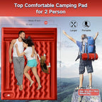 Double Sleeping Pad Camping, Self Inflating 6'' Extra-Thick 2 Person Pillow Built-in Foot Pump Waterproof Inflatable Sleeping Mat Backpacking, Tent, Hiking, Portable Camping Pad