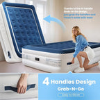 KINGJERRY Queen Air Mattress with Built in Pump, 4 Portable Handles, 18" Raised Comfort, Leak-Tested, Anti-collapse Design, 3 Mins Inflation, 800lb Support Inflatable Mattress for Home Guest & Camping