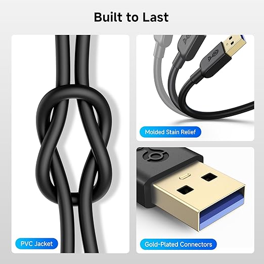 Cable Matters 5Gbps Short USB 3.0 Cable - 3ft, Male to Male USBA to USBA Cable, USB Cord, Black