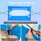 Beach Tent, Portable Sun Shelter for 2/3/4/6-8 Person with UPF 50+ UV Protection, Easy Setup Waterproof Beach Shade Canopy Cabana for Family Outdoor and Picnics, Fishing with Carrying Bag