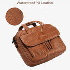 Taygeer Leather Laptop Bag for Men Women, Premium Laptop Briefcase Fits Up to 15.6 Inch Notebook, Waterproof Portable Shoulder Messenger Crossbody Bag Carry On Case for Travel Business Office, Brown