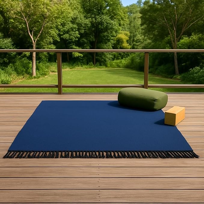 Open Road Goods Solid Color Mexican Yoga Blanket – Large Handwoven Throw for Yoga, Beach, Camping or Home – Soft and Durable Cotton Blend