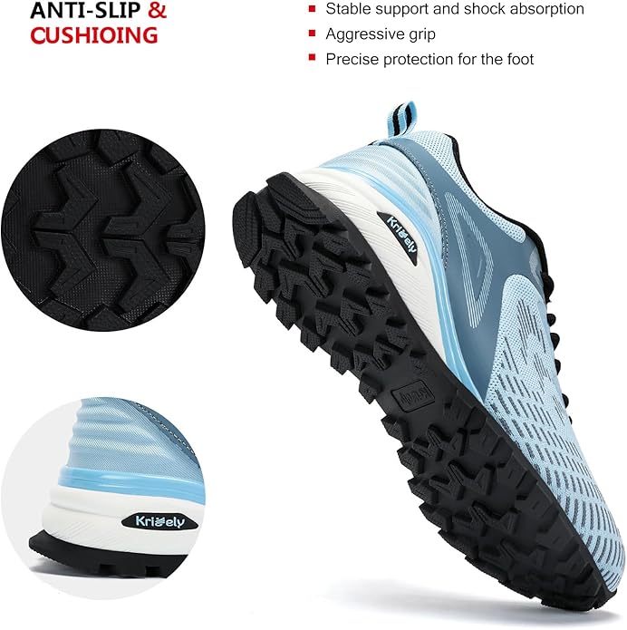 Kricely Men's Trail Running Shoes Non Slip Hiking Shoes Tennis Shoes Fashion Sneakers Workout Footwear