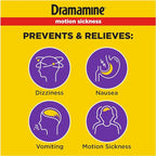 Dramamine Motion Sickness Less Drowsy, for Nausea Relief During Travel, 16 Count