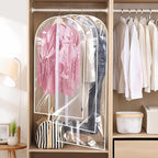 BALEINE 60'' Clear Garment Bags, 6 Packs PEVA Dress Bag for Closet Clothes Dresses Suit Coats Storage (Clear, 6PK)