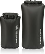 2-pack 30D Nylon Waterproof Dry Bag-Portable Storage Sack for Kayaking, Hiking and Rafting-Roll Top Closure-Float on Water(5L/20L,Black)