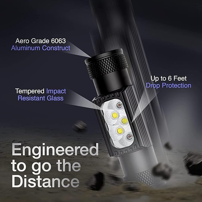 K-Bern Rechargeable Headlamp - 1850 Lumen, Ultra Bright Head Lights for Forehead. Waterproof, Lightweight, Aluminum, UL Listed 3500mAh Battery, Perfect for Dog Walking, Camping, Hiking & Hard Hats