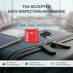 Forge Small TSA Approved Luggage Locks: Ultra Secure Dimple Key Travel Locks Alloy Body, for Luggage, Travel Cases, Backpacks, Red 4 Pack.