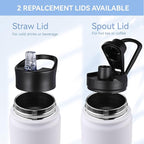 HASLE OUTFITTERS Insulated Water Bottle 22 oz Double Wall Stainless Steel Water Bottle Wide Mouth with Straw Lid & Spout Lid Keeps Cold or Hot(White,1)