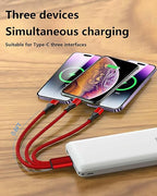 Multi USB C Cable 0.6FT 2Pack, 3 in 1 Multiple Type C Charging,3A Splitter USB-C Charging, Red Nylon Cord,USB C to 3 USB C Port, Compatible with iPhone 15,iPad Pro,Samsung S23,Google,Android,Kindle