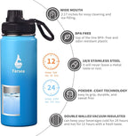 Farsea Insulated Water Bottle With Paracord Handle, Protective Silicone Boot and 2 Lids (Straw Lid & Spout Lid), Stainless Steel Water Bottle Wide Mouth, Double Wall Sweat-Proof BPA-Free, 18 oz