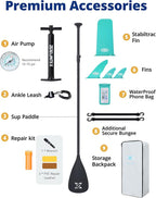 ZLX Inflatable Stand Up Paddle Board, 10'6" SUP Non-Slip Stable Deck Pad, Unique Center Fin, Premium Accessories, Portable Paddleboard for Adults, Beginners, All Skill Levels