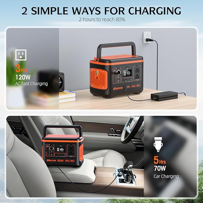 Portable Power Station, 297Wh Backup Lithium Battery Generator with 600W AC Output and 120W Fast Charging, Solar Generator for Outdoors Camping, Travel Emergency, Home Blackout