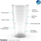 Tervis Clear & Colorful Tabletop Made in USA Double Walled Insulated Tumbler Travel Cup Keeps Drinks Cold & Hot, 24oz, Red