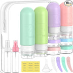ME.FAN 18 Pack Travel Bottles for Toiletries, TSA Approved Travel Size Containers Set, Silicone Squeezable Portable Split Bottle, Travel Accessories for Conditioner, Shampoo, Lotion - Bright