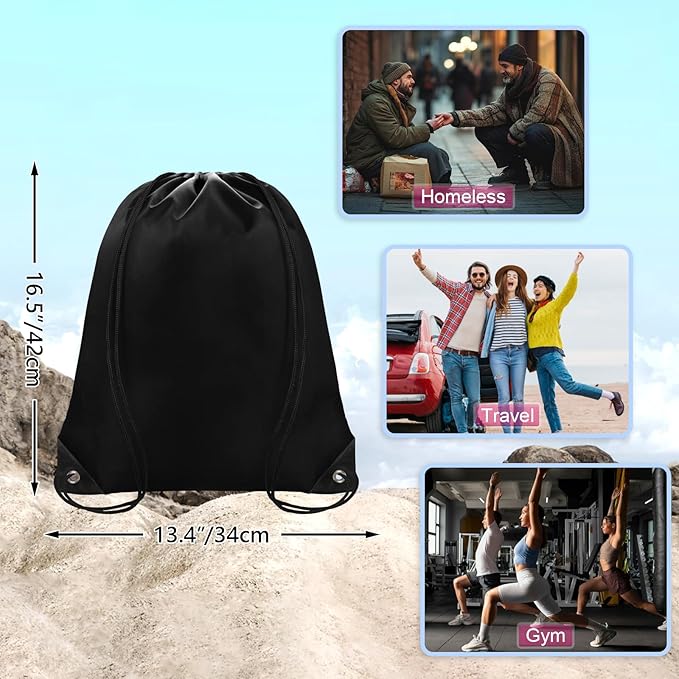 Grneric Drawstring Backpack Bulk 70Pcs String Backpack Drawstring Bags Cinch Bag Sackpack for Men Women Gym(Black)