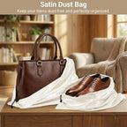 Q&J Fabric Co. 6 Pack Satin Dust Bag 19.7x23.6 inch Beige 100% Polyester Silk Bag Purse Dust Bag Shoe Bags for Closet Purse Protector Bag Dust Covers for Purses