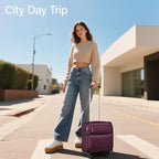 Hanke 16 Inch Underseat Carry On Luggage with Spinner Wheels Airline Approved, Small Rolling Suitcase Softside Underseater Lightweight TSA Travel Roller Suitcase Carry-On Bag(Purple)