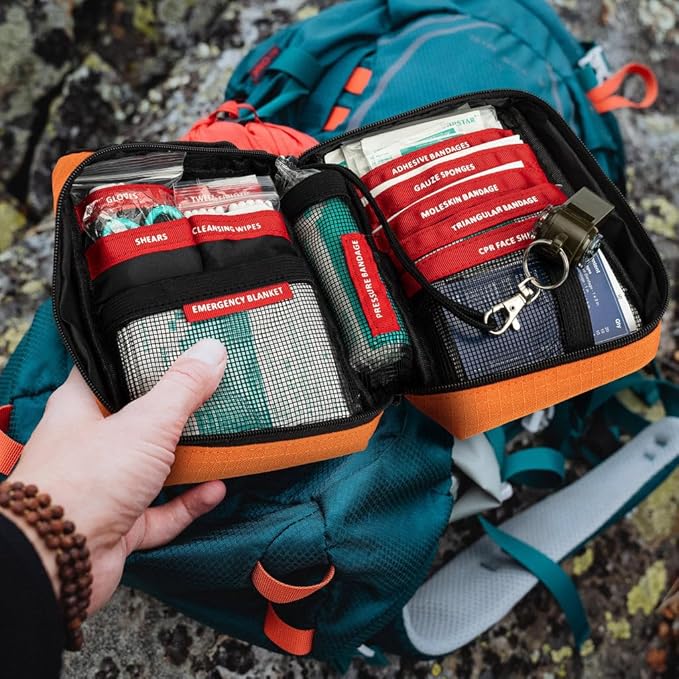 Adventure 5.0 First Aid Kit, Water Repellant Shell – First Aid Kit for Camping, Hiking, Outdoor Sports, Adventure, Travel, Biking – 130 Piece Adventure Essentials Kit