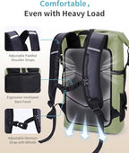 ECOHUB Waterproof Backpack for Women Men, 30L Roll-Top Closure Heavy Duty Dry Bag for Travel with IPX8 Waterproof Phone Case