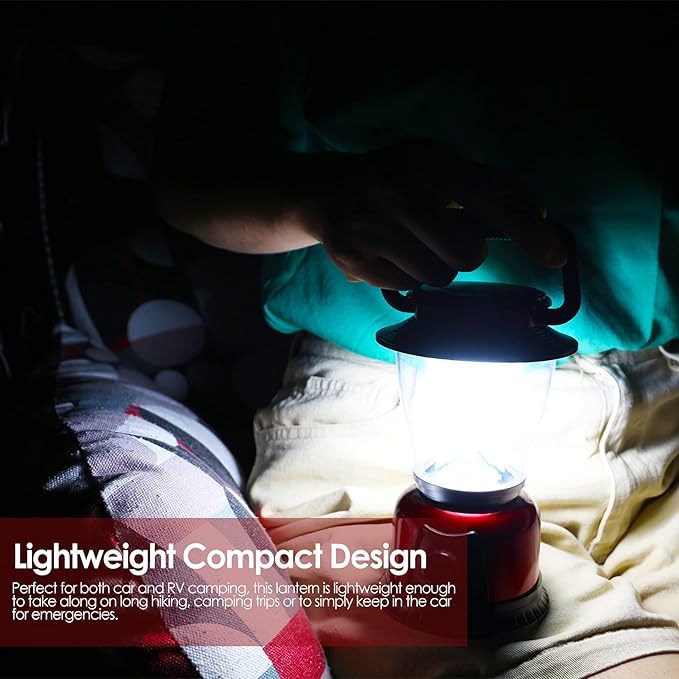 LED Lantern Variable Power Retro Battery Powered Camping Light, COB High Brightness Dimmable Camping Lamp for Hiking, Fishing, Repairing and Emergency Lighting (Red-2 Pack)