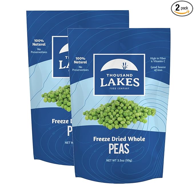Thousand Lakes Freeze Dried Vegetables - Whole Peas 2-pack 3.5 ounces (7.0 ounces total) | No Salt Added